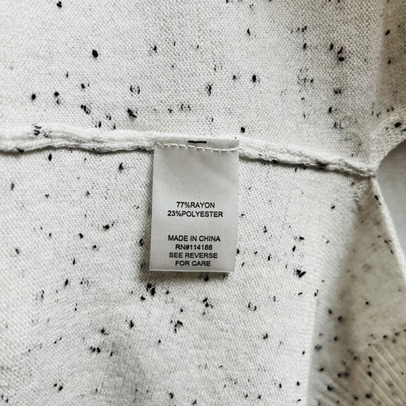 Peyton Primrose Women's Small Duster Sweater Pockets White w Black Flecks - Picture 8 of 10